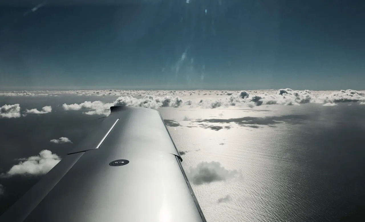 Flying along the California coast towards Santa Monica