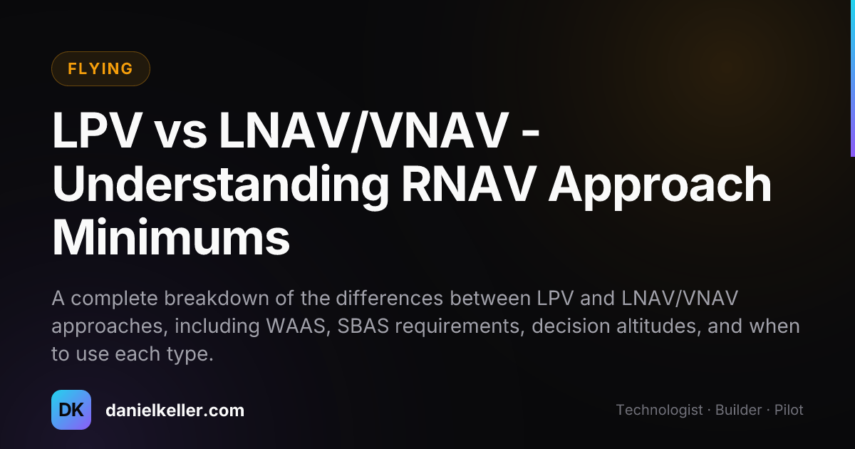 LPV vs LNAV/VNAV - Understanding RNAV Approach Minimums - Daniel Keller